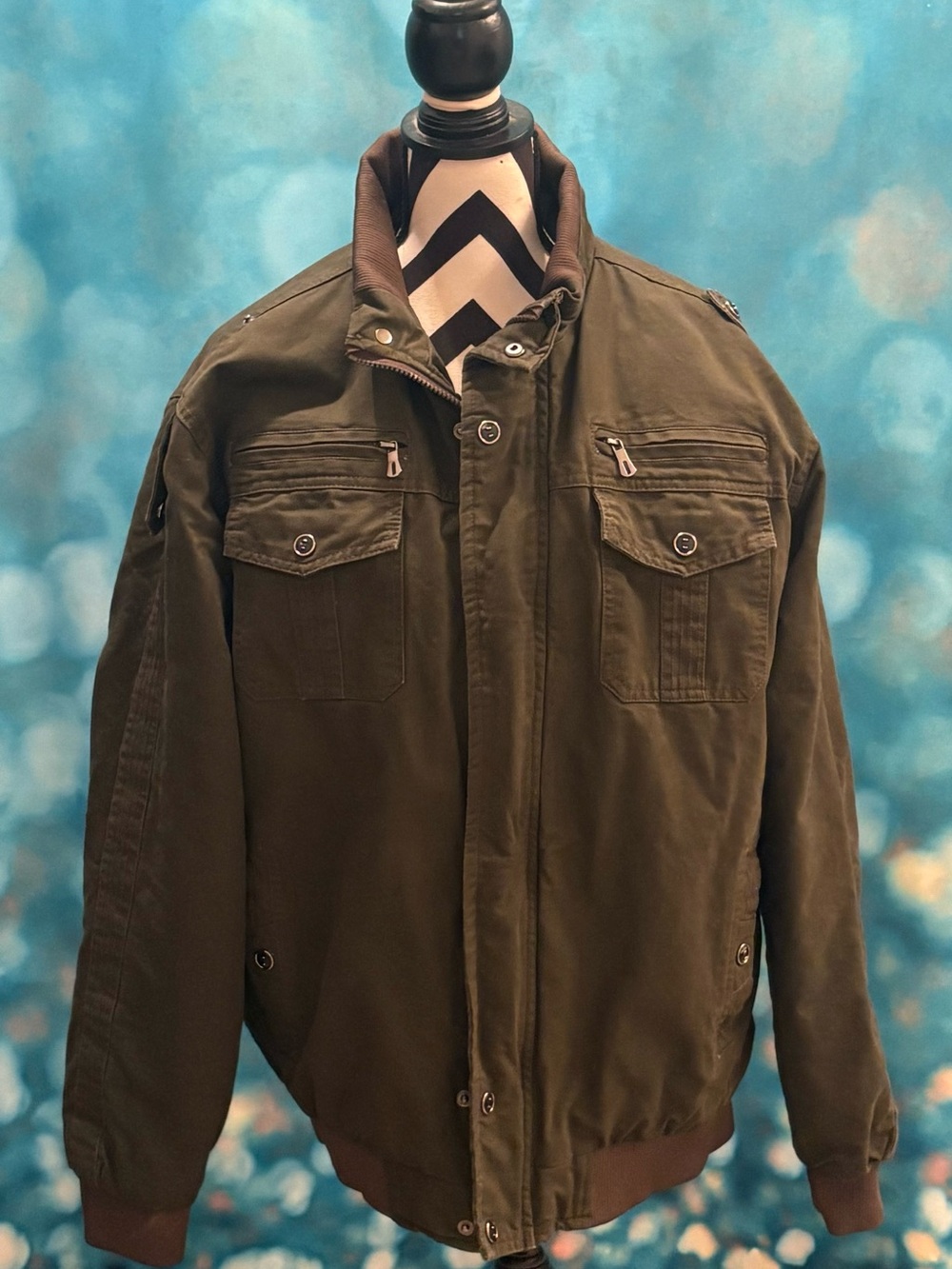 Classic Men's Fleece Lined Olive Green Utility Jacket - 2X